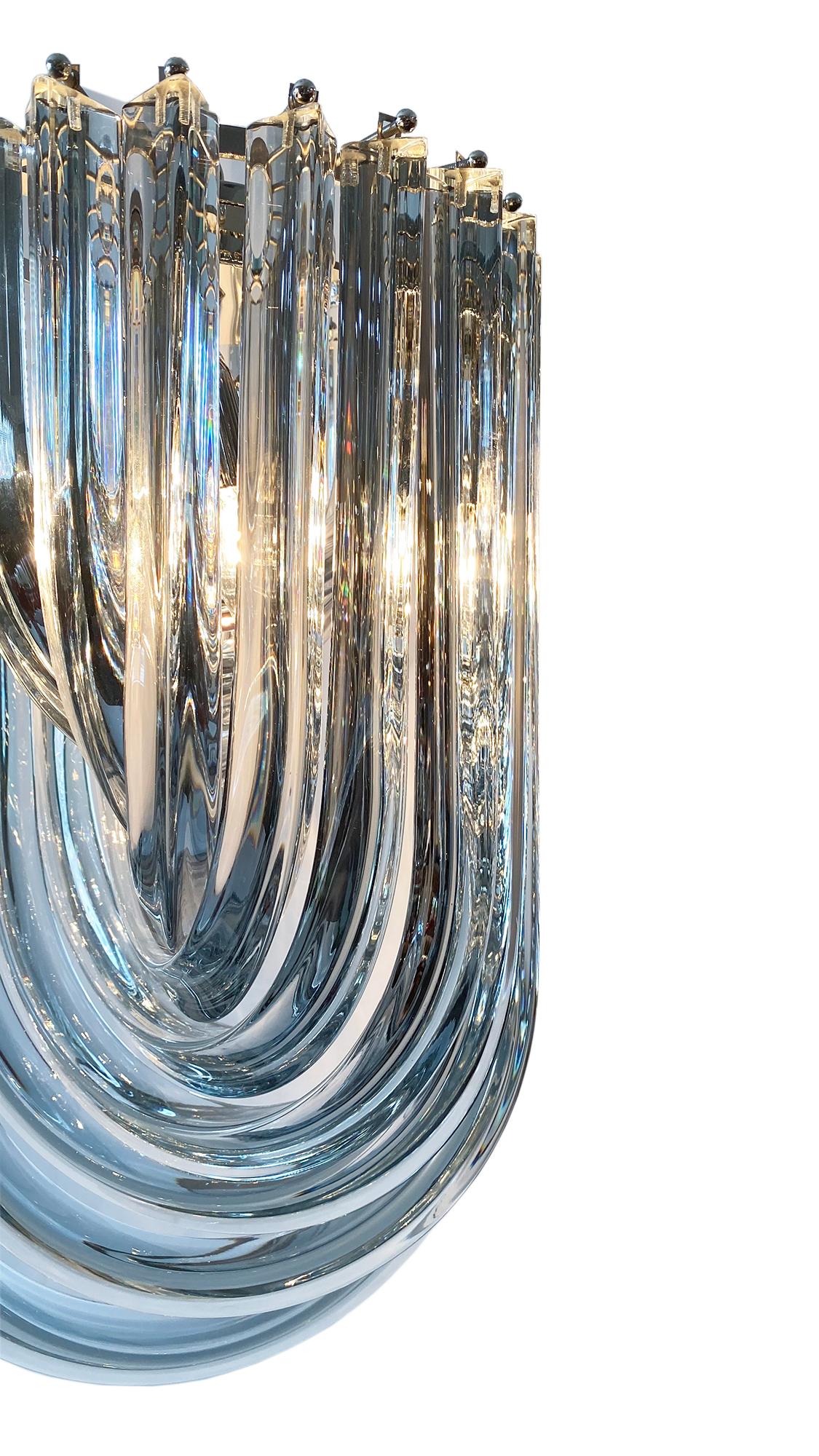 Murano Glass Venini Murano “Bluino” Curve Chandeliers