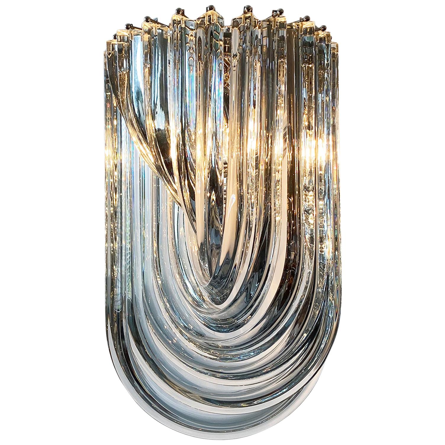 Venini Murano “Bluino” Curve Chandeliers