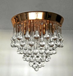 Venini Murano Crystal Drop Waterfall Hollywood Regency 10-Light Gilt Chandelier