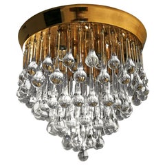 Venini Murano Crystal Drop Waterfall Hollywood Regency 10-Light Gilt Chandelier