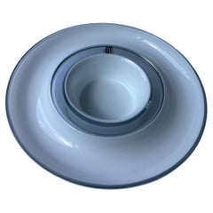 Venini Murano double ring glass bowl. Label signed