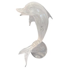 Venini Murano Filigrana Glass Dolphin Sculpture, 20th Century