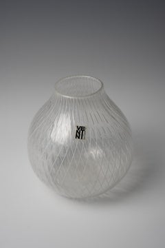 Venini Murano filigree art glass vase, signed and Labe