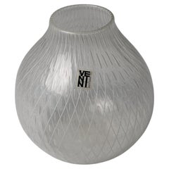 Venini Murano filigree art glass vase, signed and Labe