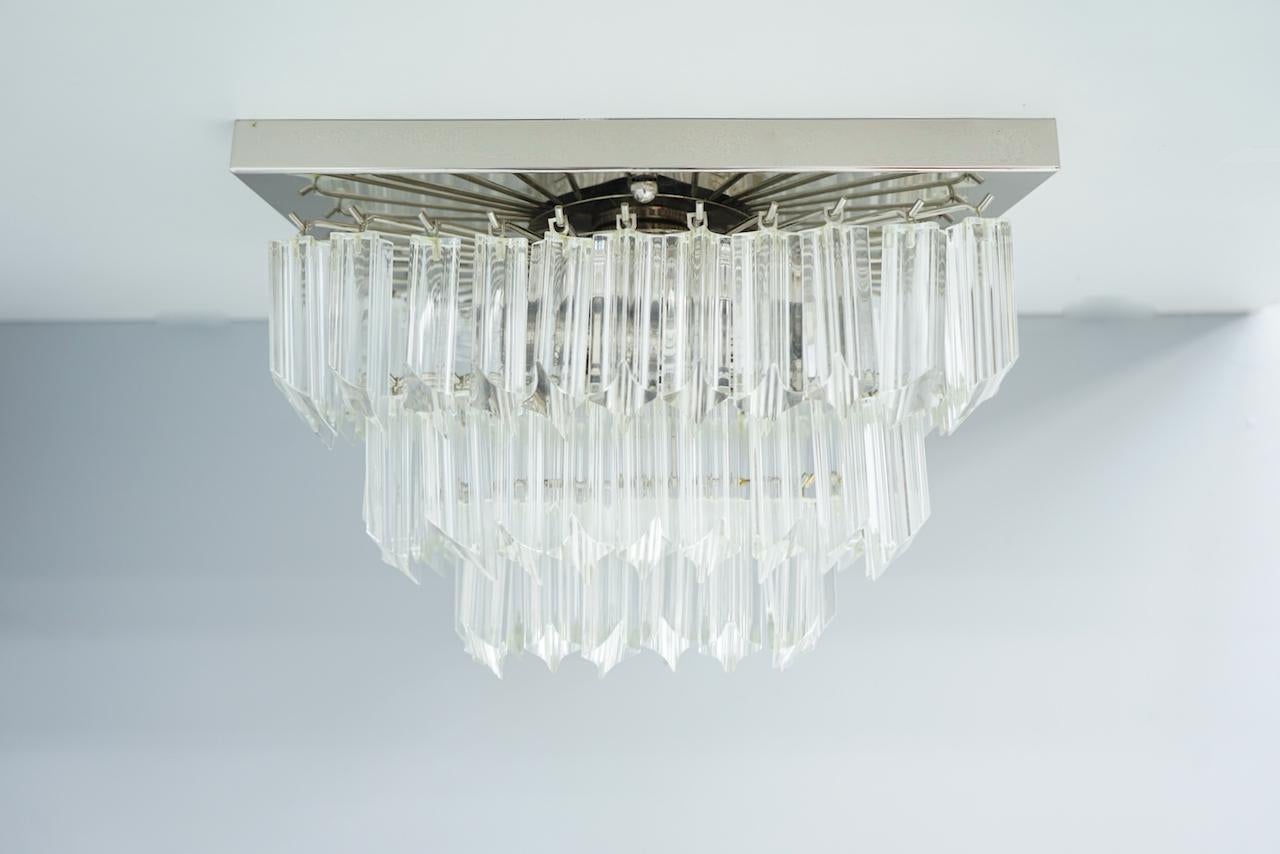 Italian Venini Murano Flush Mount Chandelier, 1970s For Sale