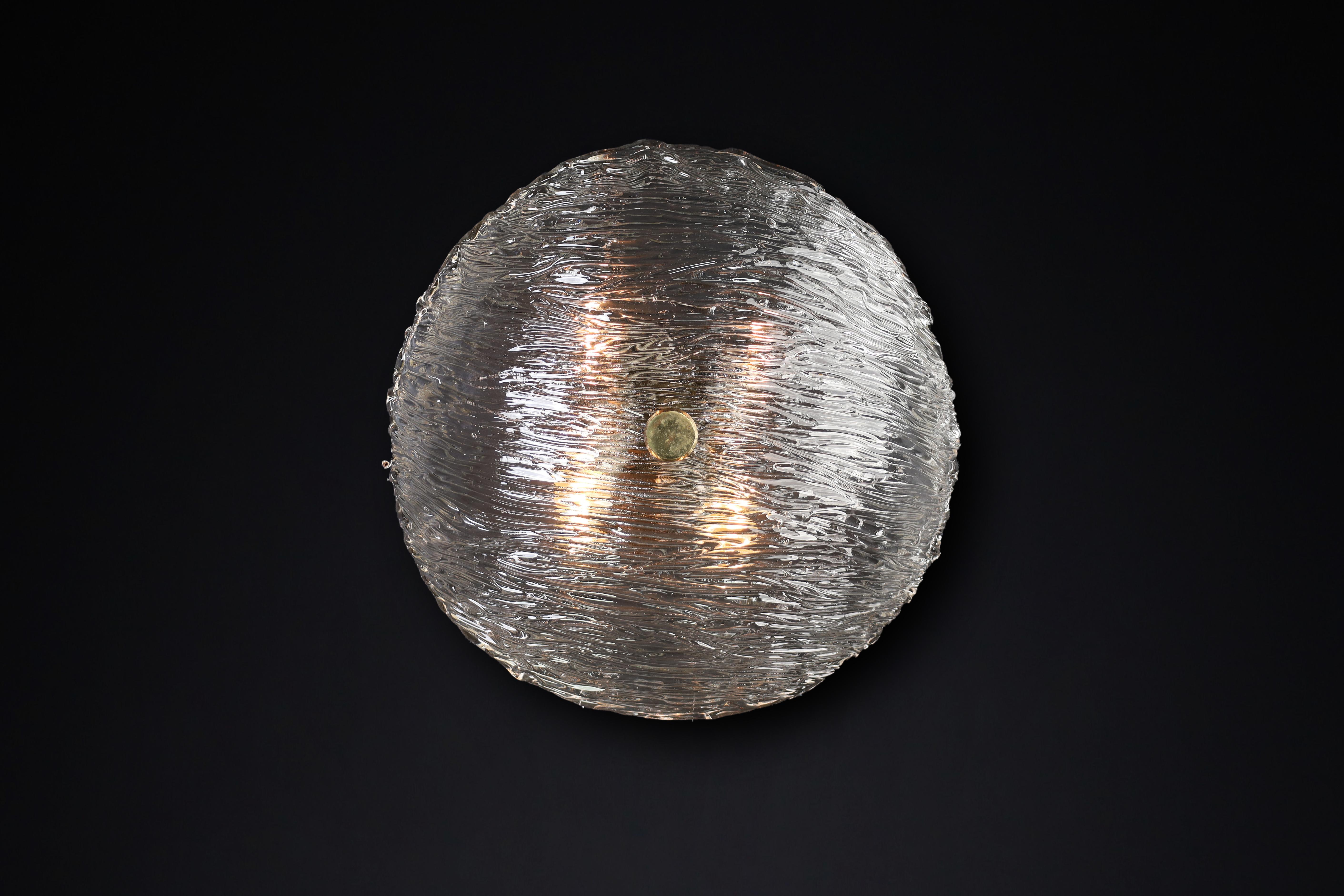 Venini Murano Flush Mount  Wall lights from the Bambù series, made in Italy 1950 For Sale 3