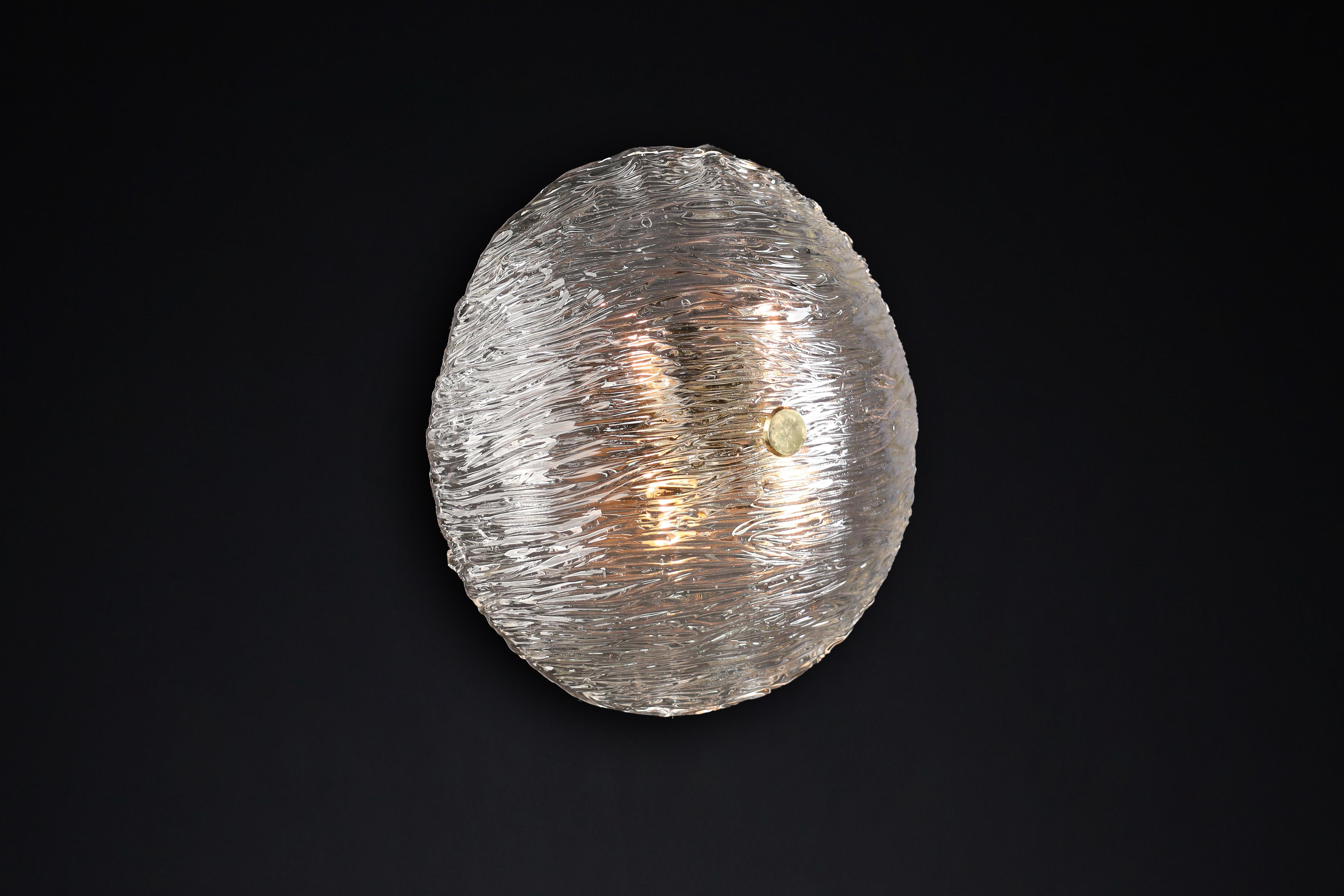 Venini Murano Flush Mount  Wall lights from the Bambù series, made in Italy 1950 For Sale 4