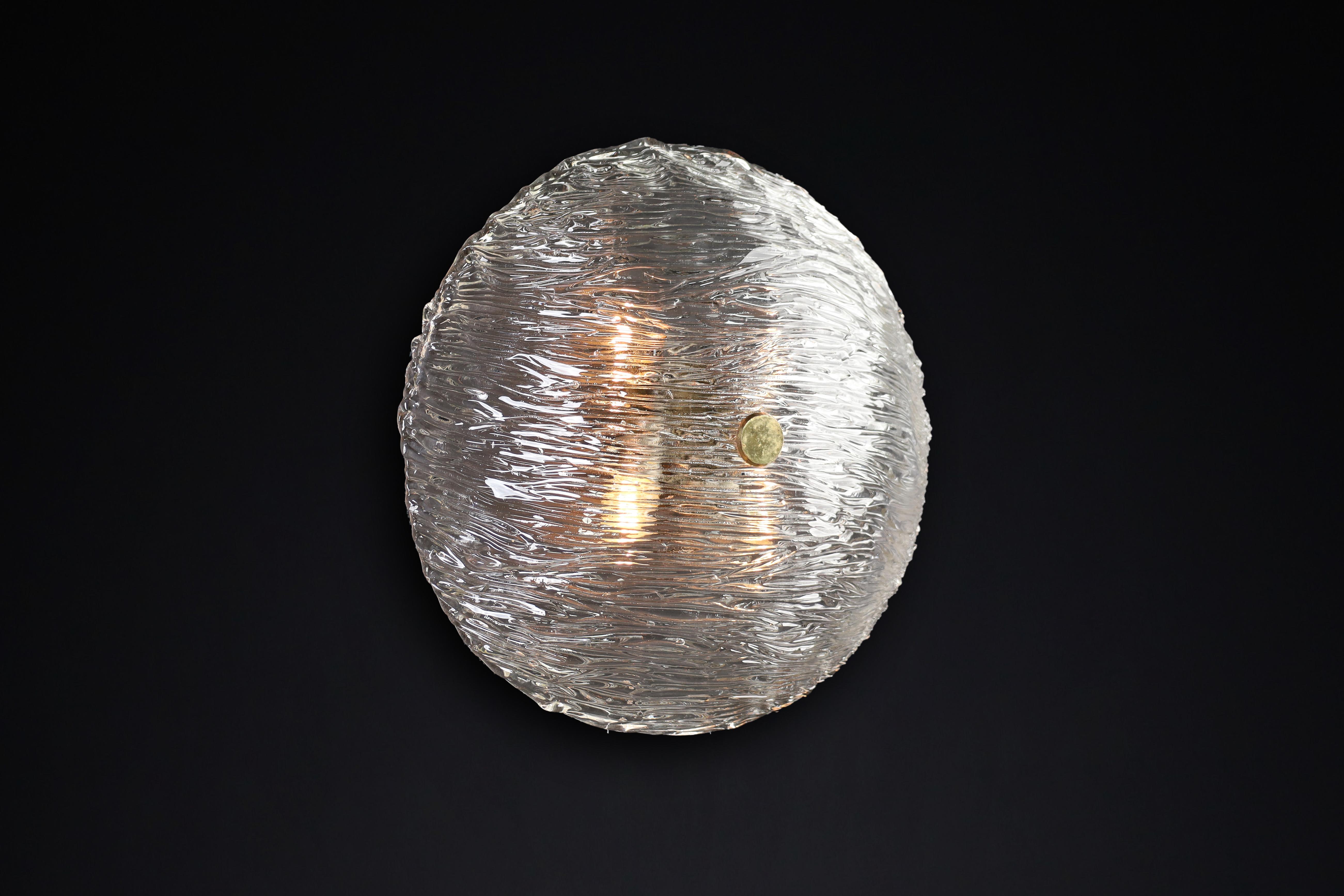 Venini Murano Flush Mount  Wall lights from the Bambù series, made in Italy 1950 For Sale 6