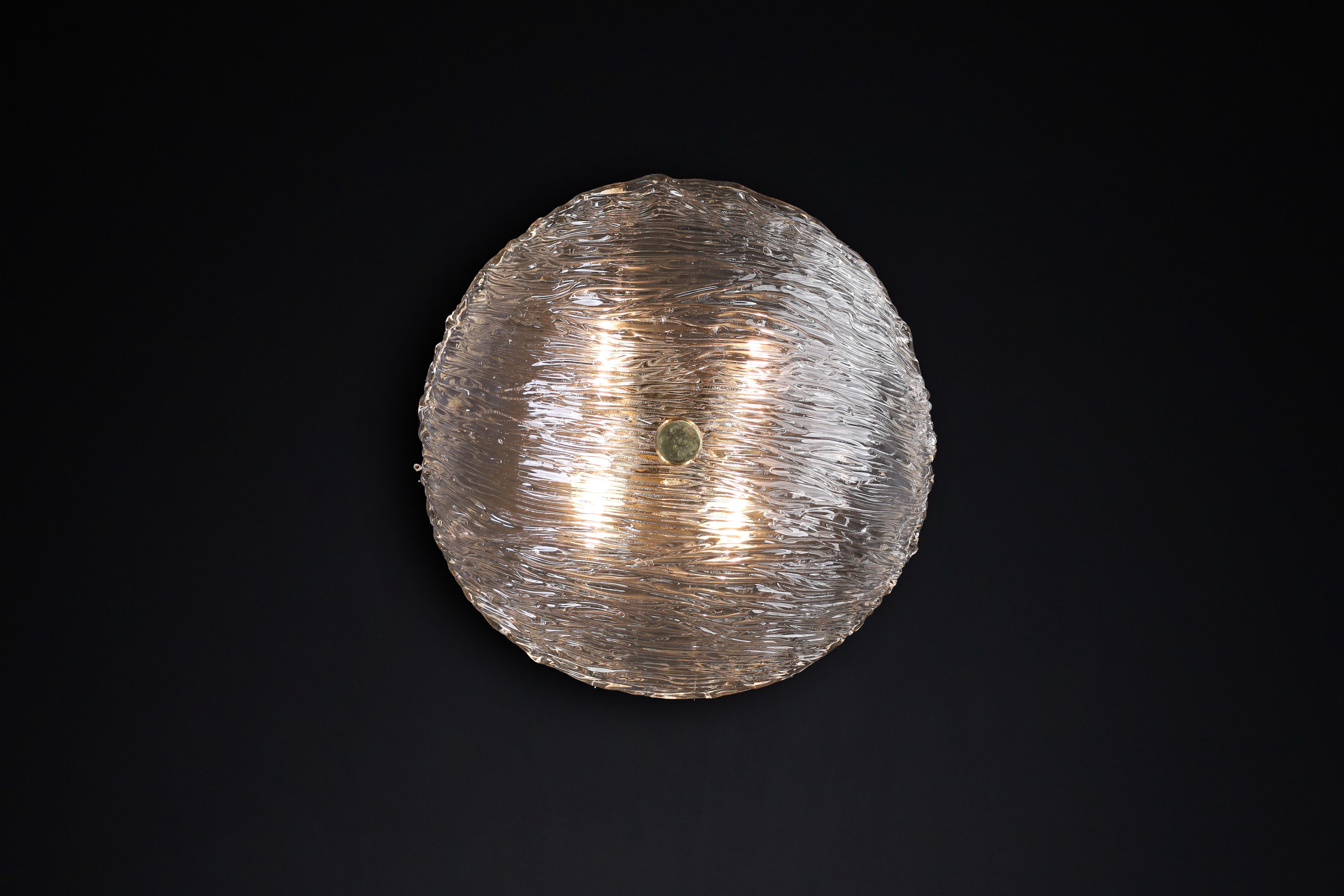 Venini Murano Flush Mount  Wall lights from the Bambù series, made in Italy 1950 For Sale 2