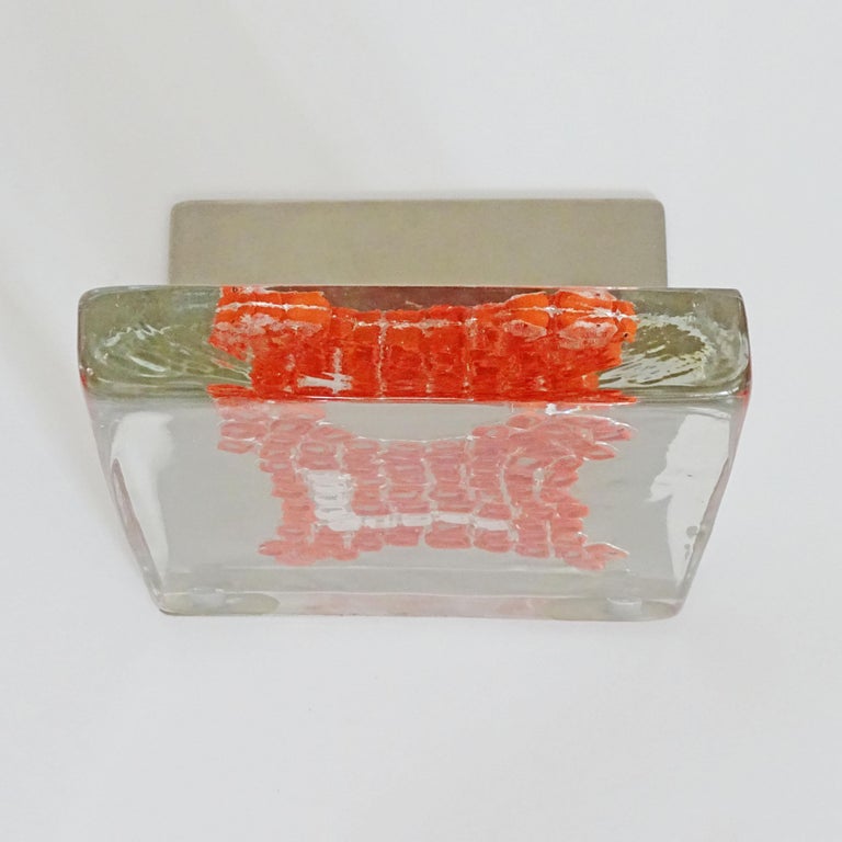 Venini Murano Glass Book Ends with Red and White Murrine, Italy 1969