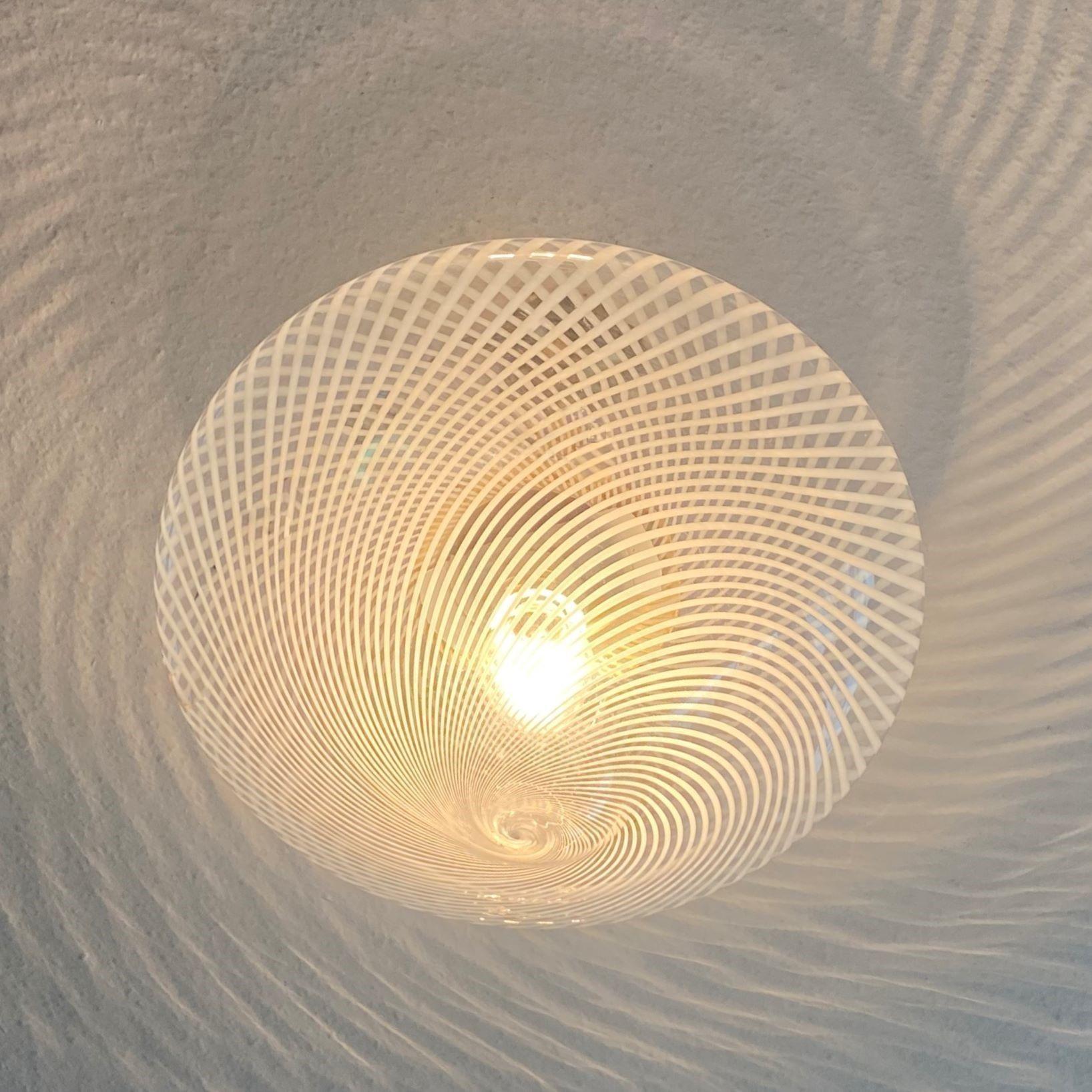Venini Murano Glass Brass Conical Flush Mount, Italy, 1960s 5