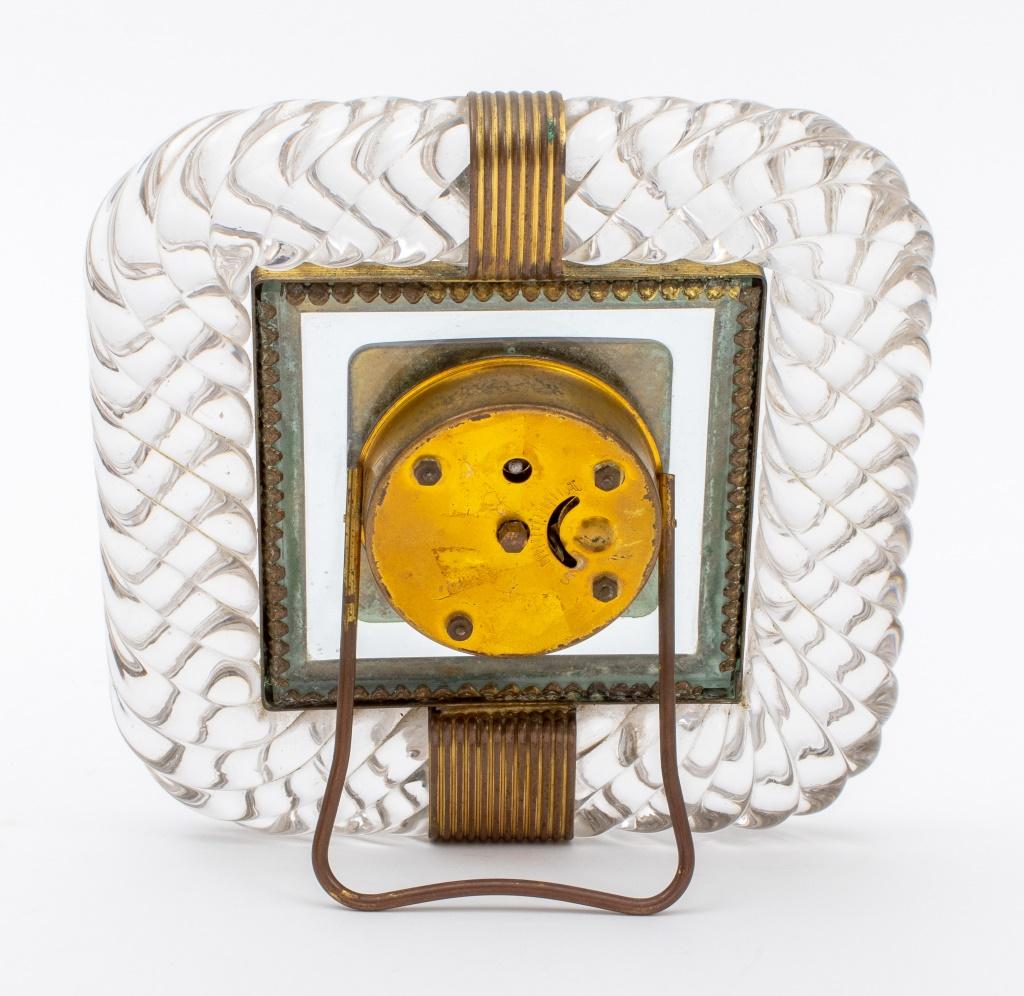 Italian Venini Murano Glass Brass Mounted Frame w Clock