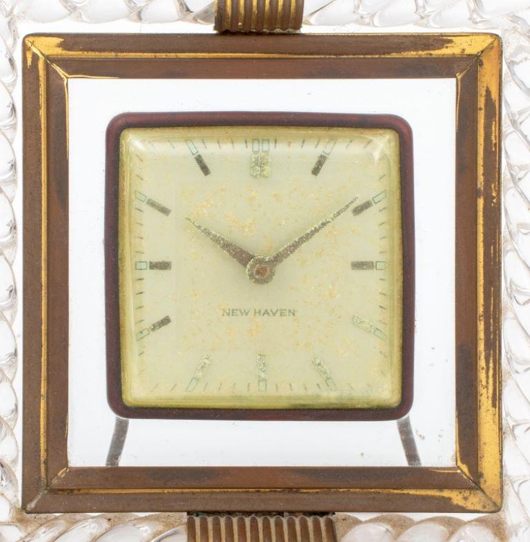 20th Century Venini Murano Glass Brass Mounted Frame w Clock