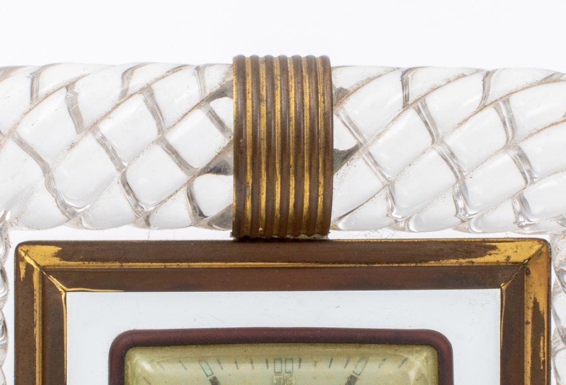 Venini Murano Glass Brass Mounted Frame w Clock 1