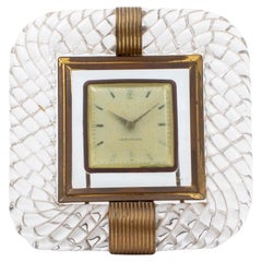 Venini Murano Glass Brass Mounted Frame w Clock