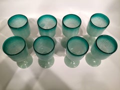 VENINI Murano Glass by Napoleone Martinuzzi Set of Eight Green Glass, circa 1930