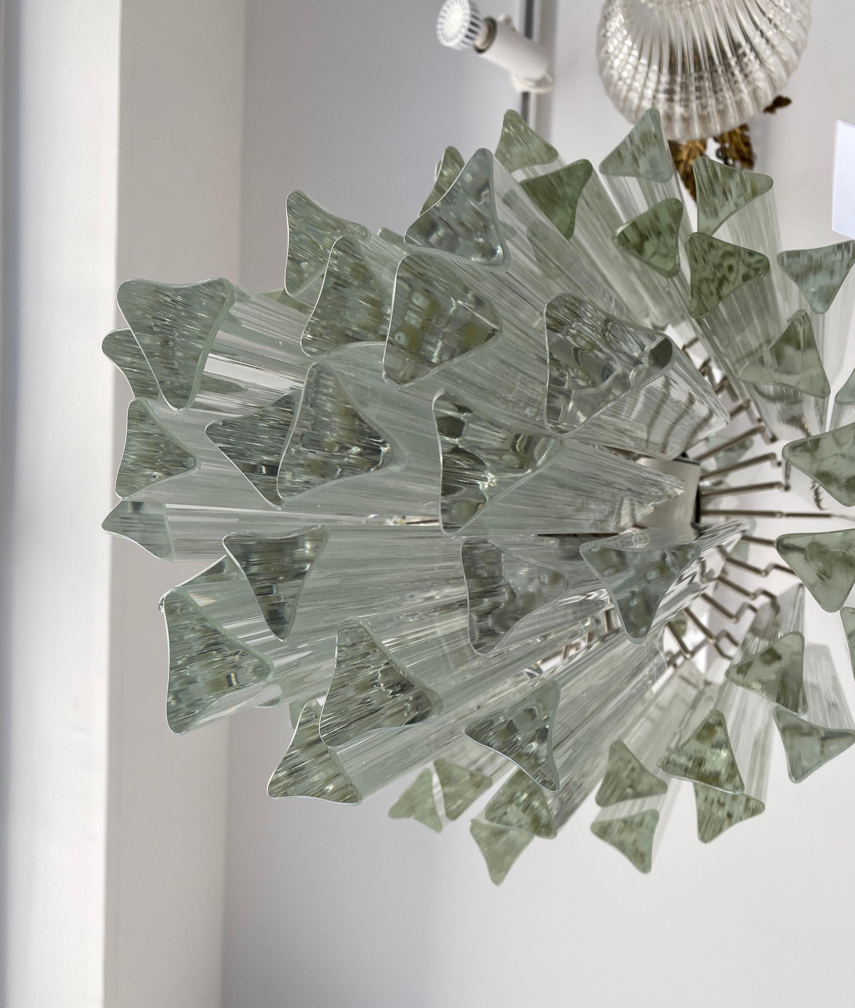 Stainless Steel Venini Murano Glass Chandelier $4800 w Tag for Camer Glass
