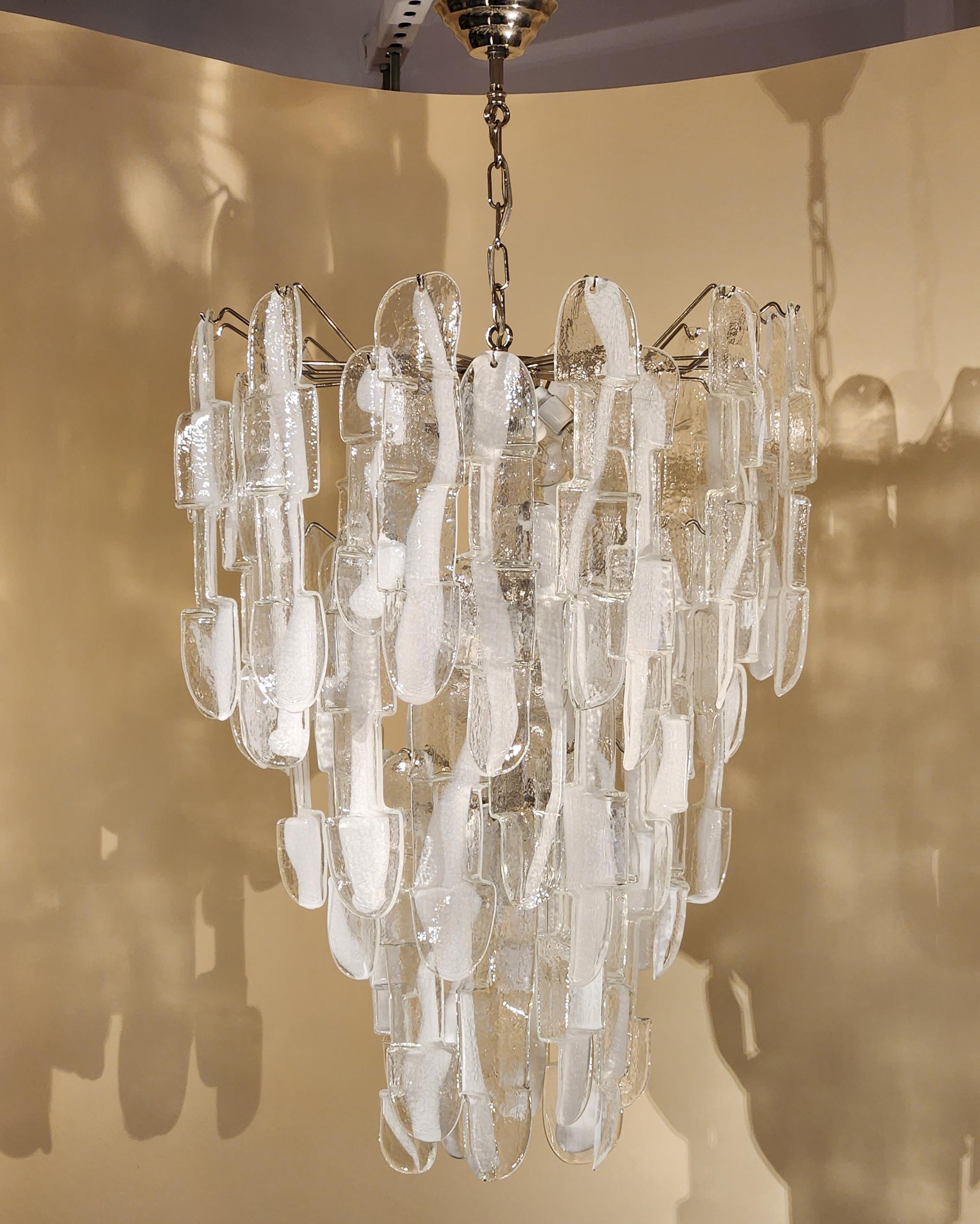 Mid-Century Modern Mazzega Murano - Elegant Glass Chandelier For Sale