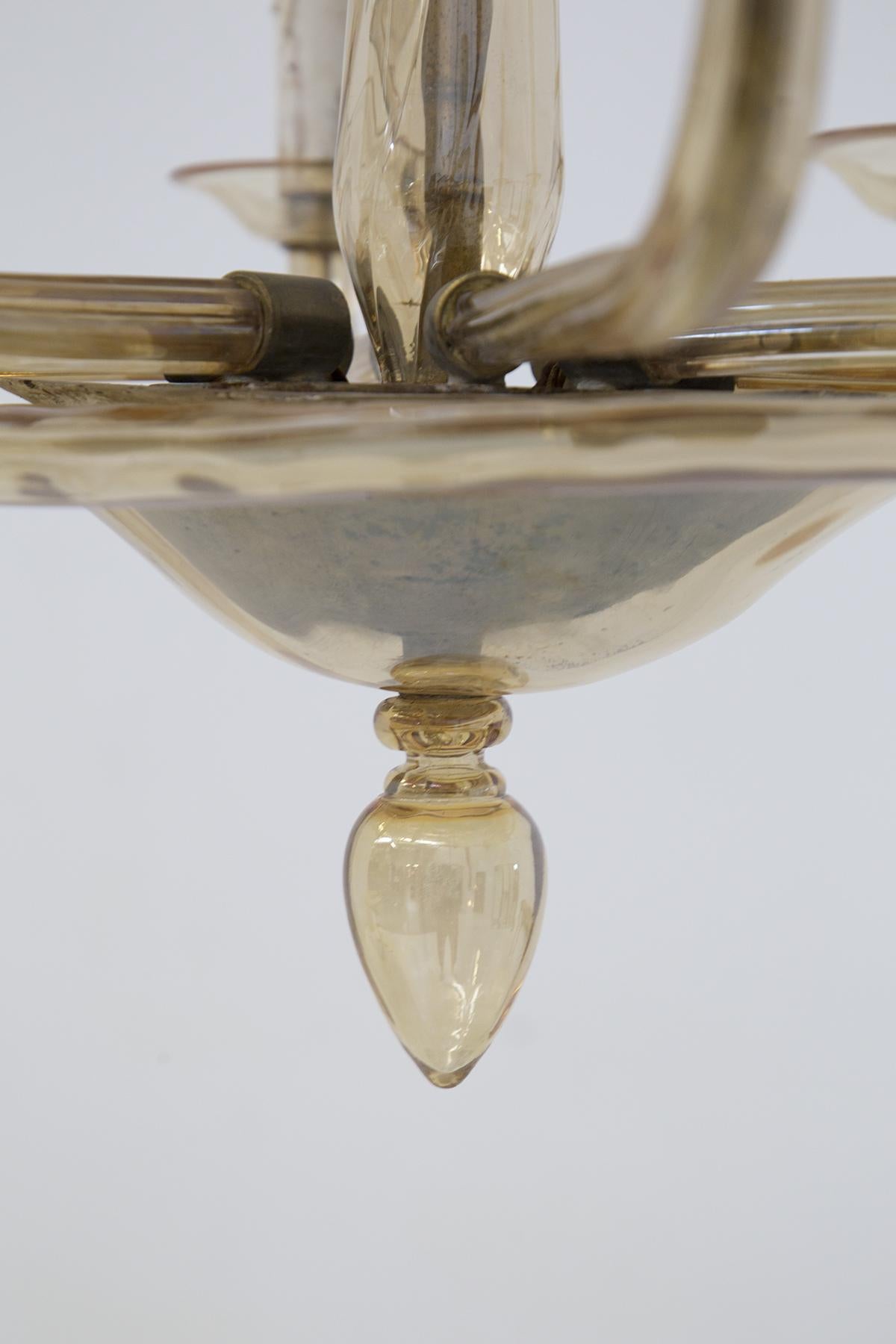 Mid-20th Century Venini Murano Glass Chandelier with Eight Lights
