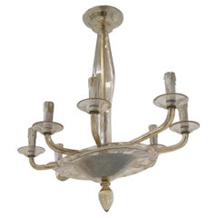 Lampadario a otto luci in vetro di Murano Venini