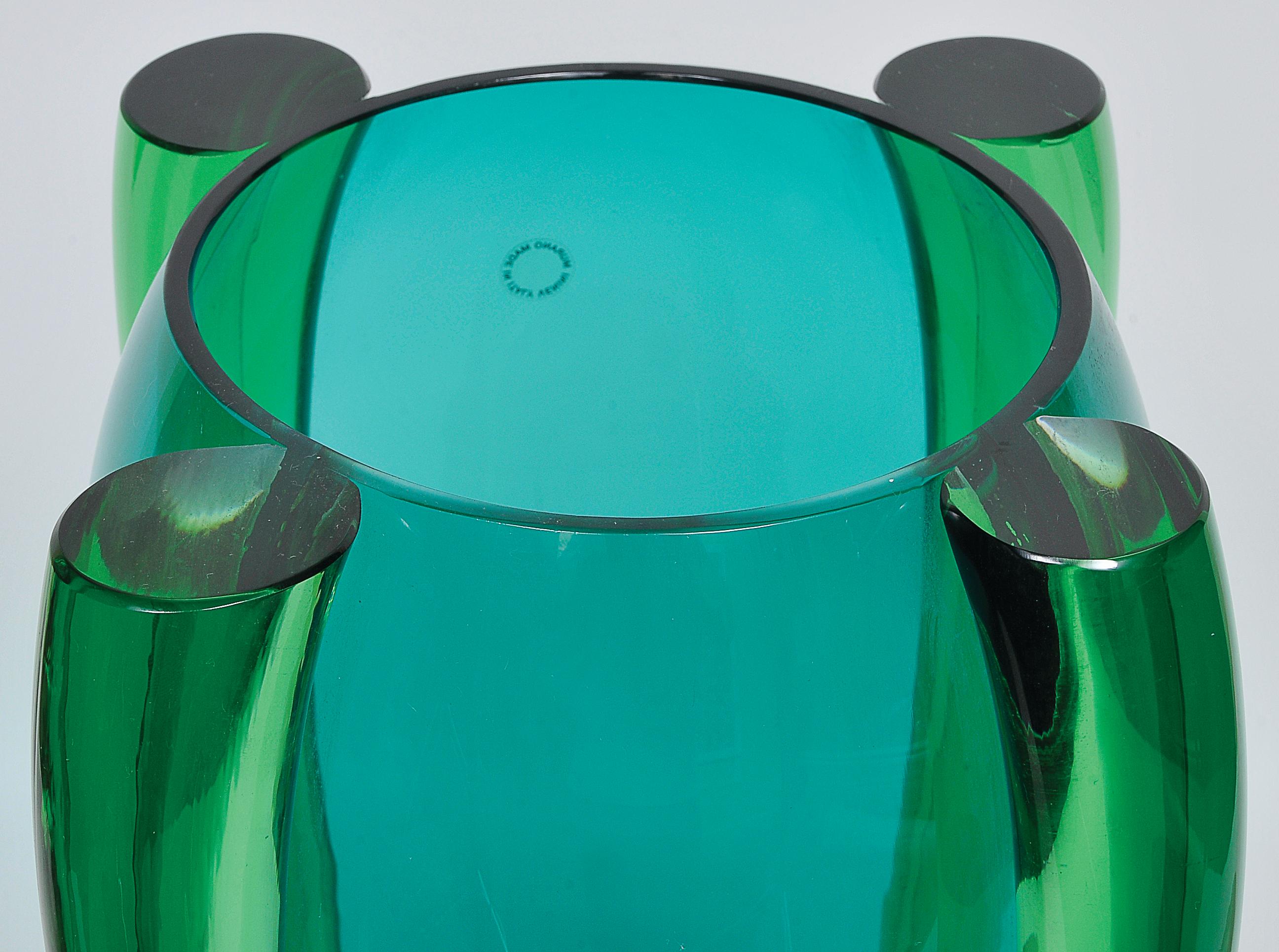 International Style Venini, Murano Glass, Emerald Green, circa 1950, Sideralis Vase For Sale