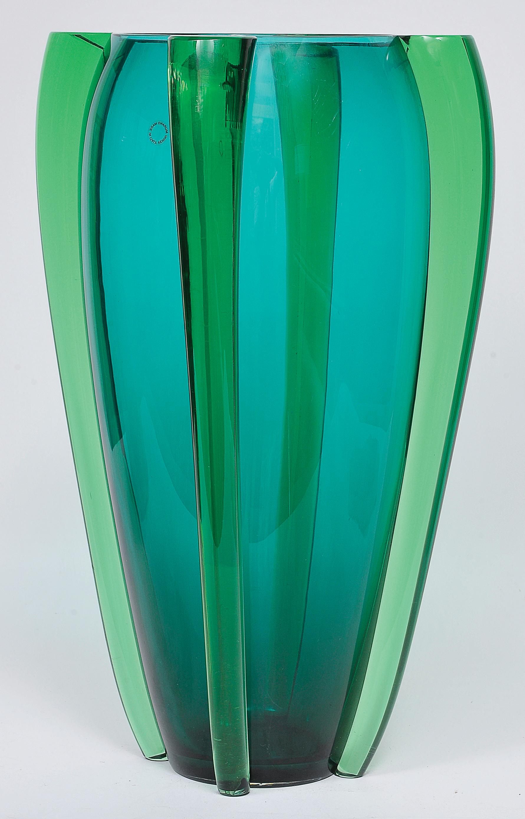 Italian Venini, Murano Glass, Emerald Green, circa 1950, Sideralis Vase For Sale