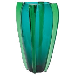Vintage Venini, Murano Glass, Emerald Green, circa 1950, Sideralis Vase