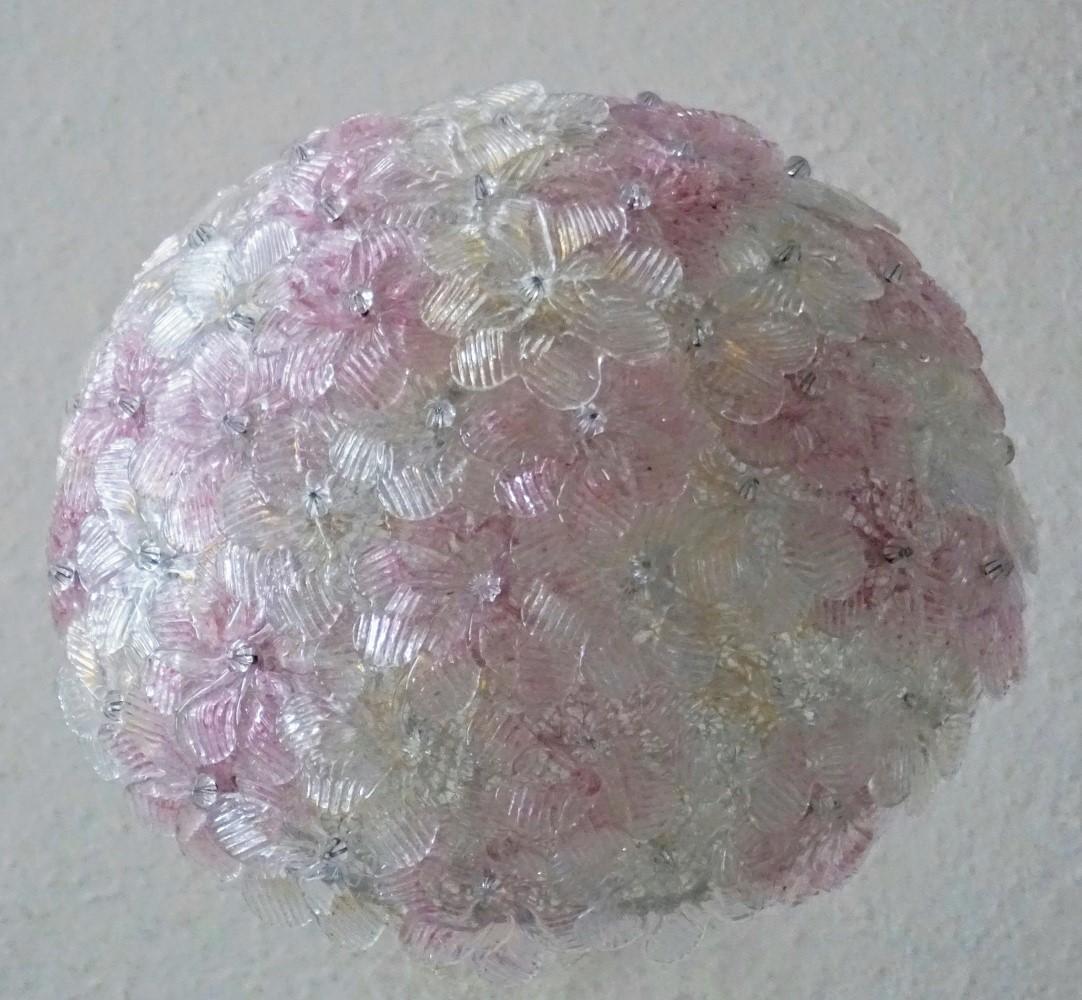 Metal Barovier & Toso Murano Glass Flower Flush Mount Italy, 1960s For Sale