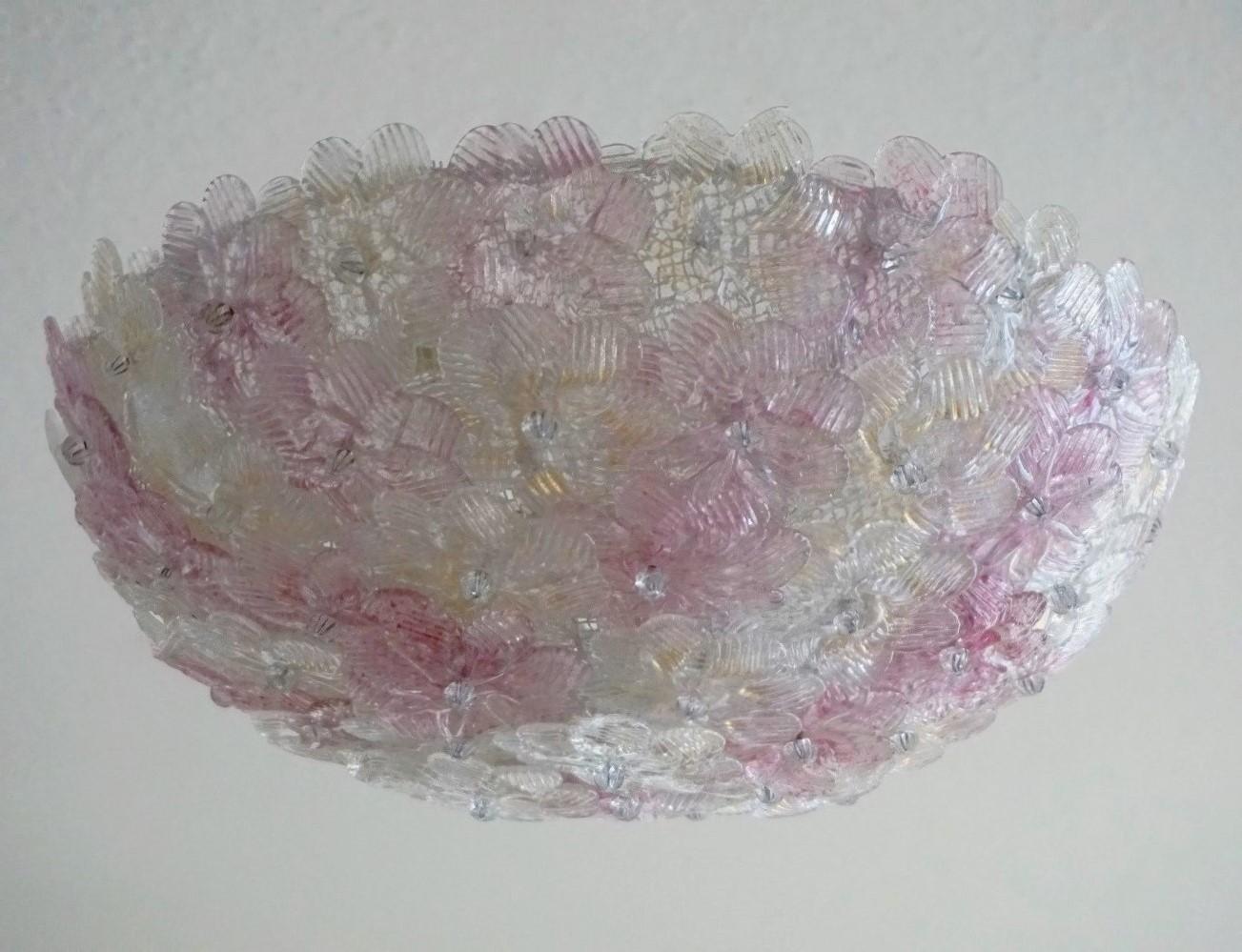 20th Century Barovier & Toso Murano Glass Flower Flush Mount Italy, 1960s For Sale
