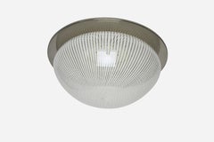 Venini - Plafonnier affleurant en verre Murano, chrome, Italie, années 1960