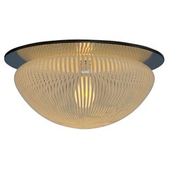 Venini Murano Glass Flush Mount Ceiling Light, Chrome, Italy 1960s