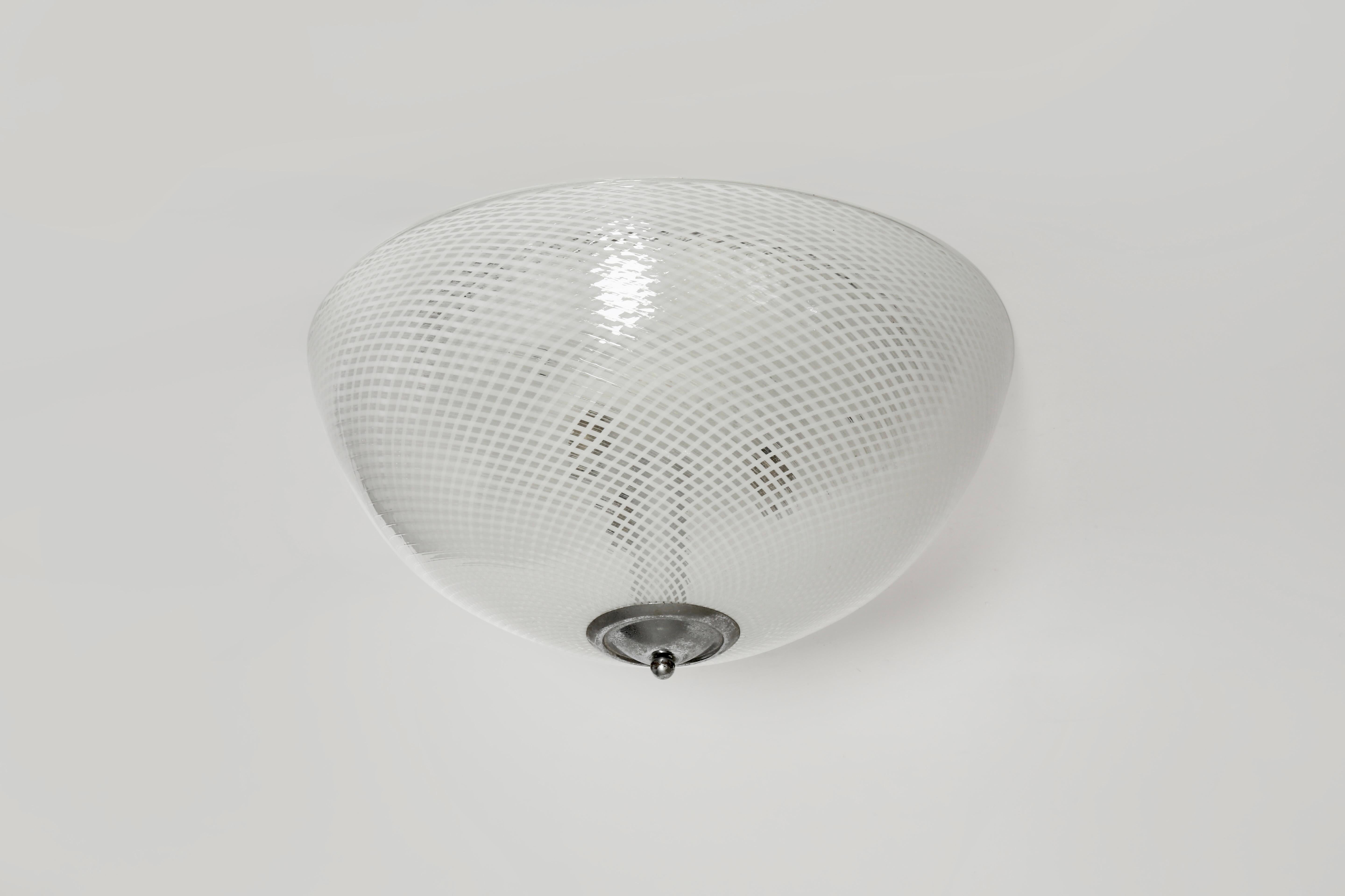 Mid-Century moderno Plafoniera da incasso in vetro di Murano di Venini, Italia circa 1940 in vendita