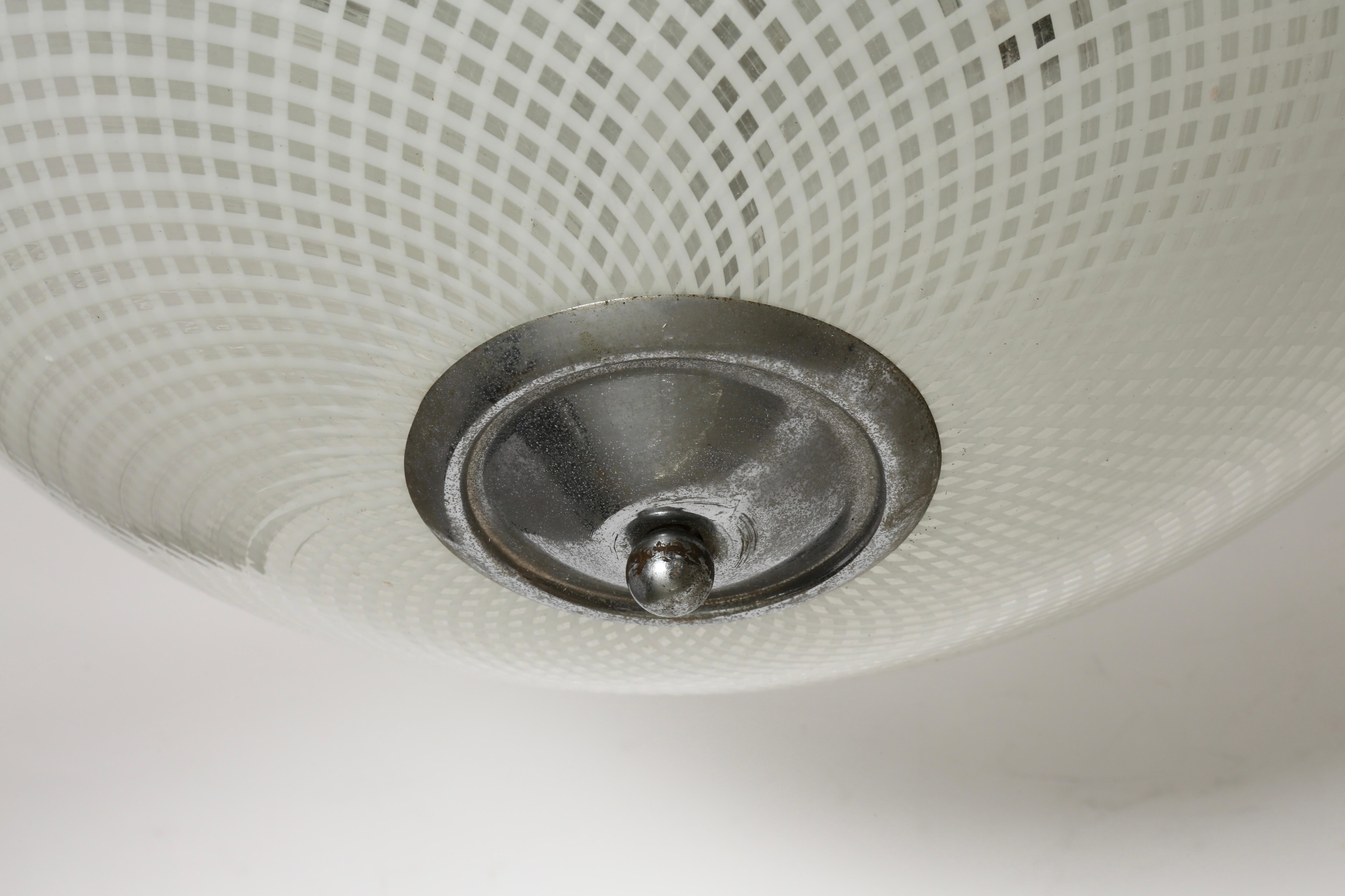 Metà XX secolo Plafoniera da incasso in vetro di Murano di Venini, Italia circa 1940 in vendita