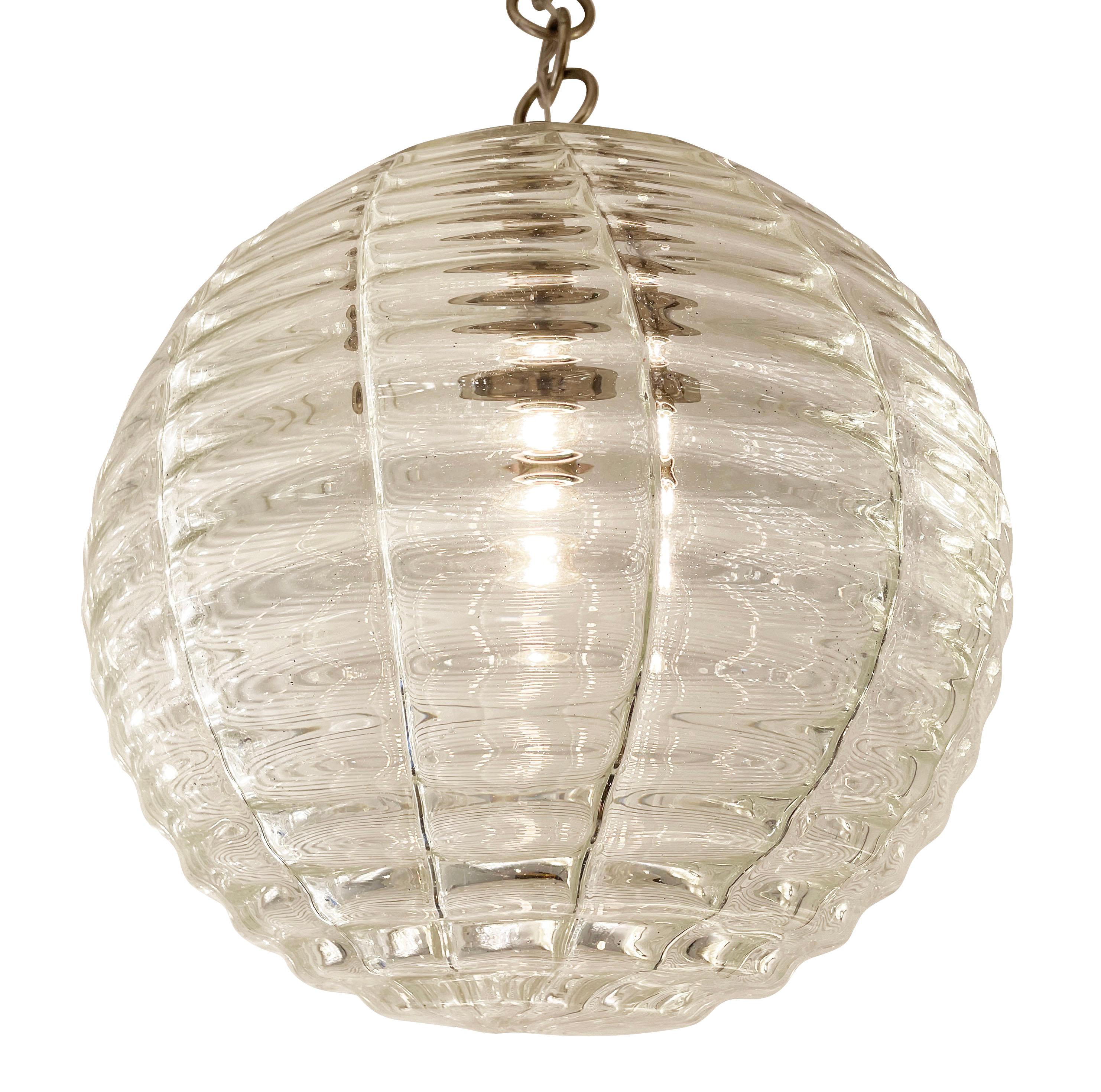 Italian Venini Murano Glass Globe Pendant, Italy, 1940s