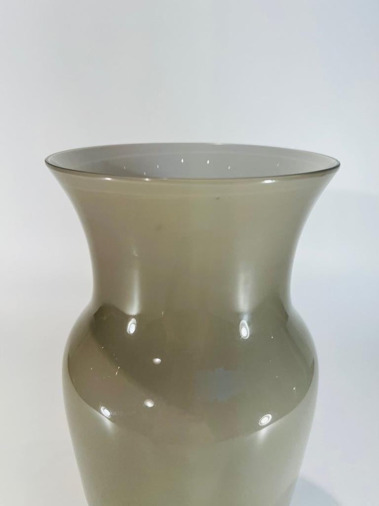 Italian Venini Murano glass gray, black and gold circa 1950 vase For Sale