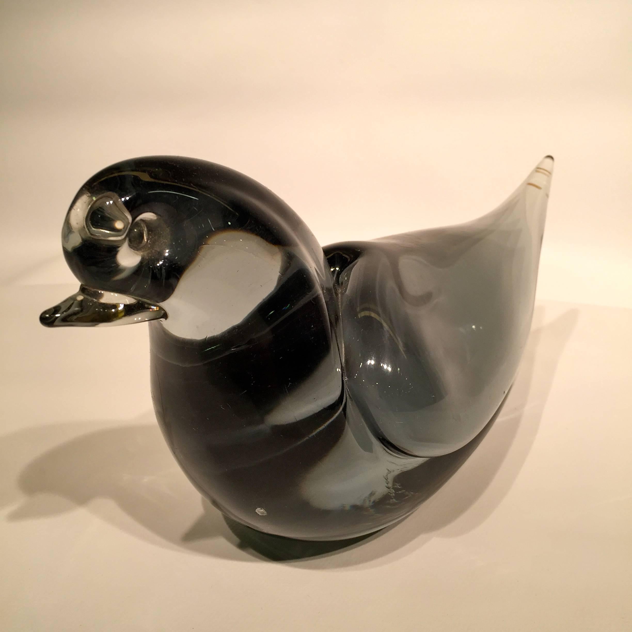 Italian VENINI Murano Glass Grey Dove, circa 1946 For Sale