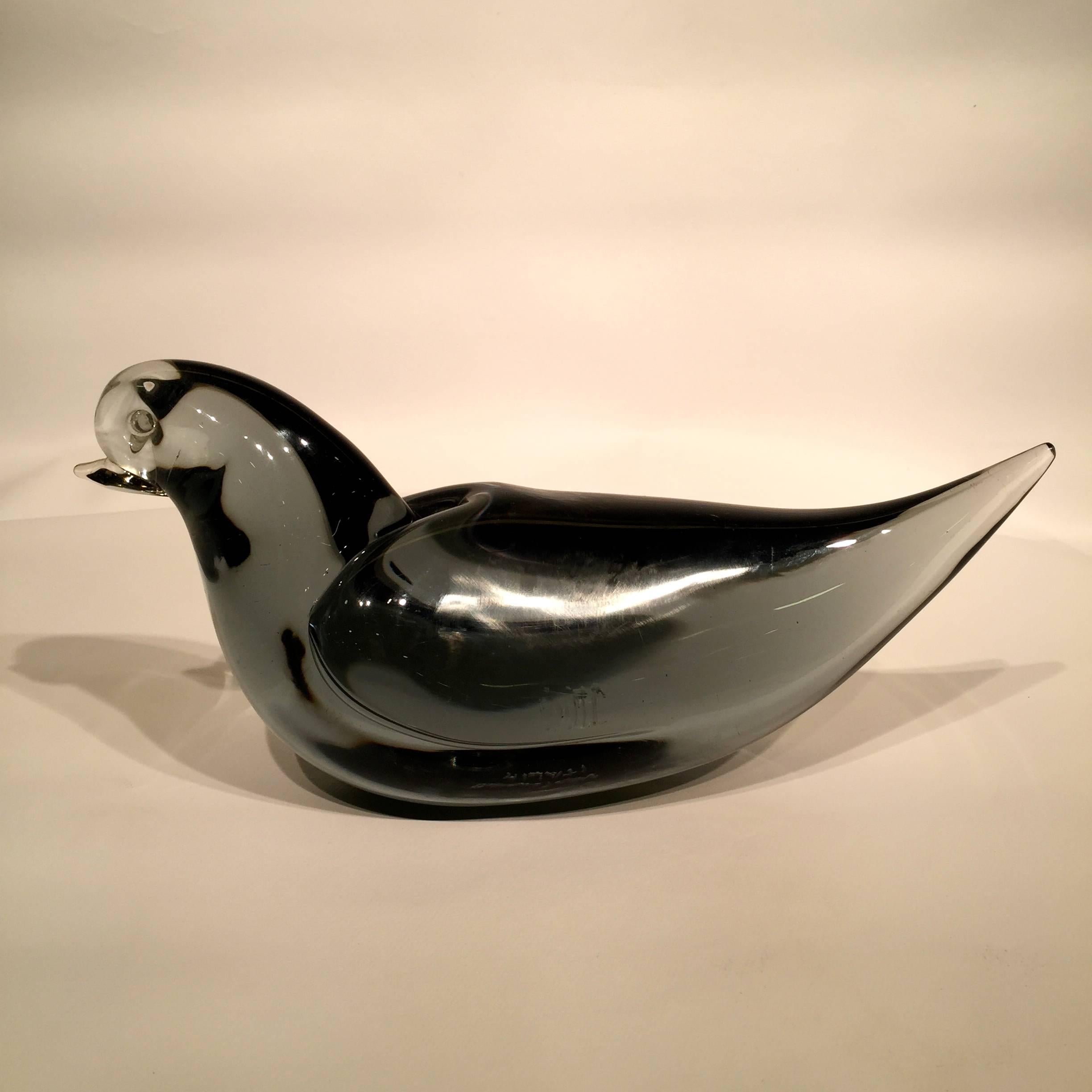 VENINI Murano Glass Grey Dove, circa 1946 In Excellent Condition For Sale In Rio de Janeiro, RJ