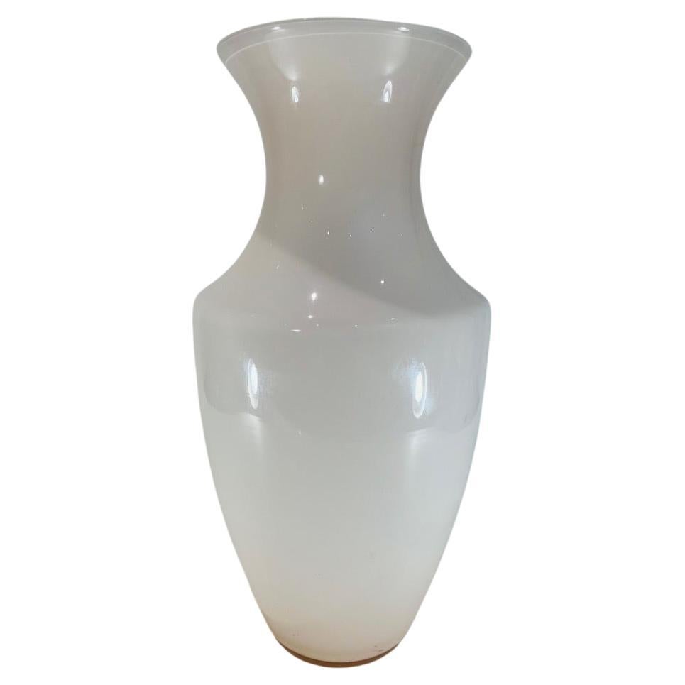 Grand vase corail clair Venini Murano 1950 en vente