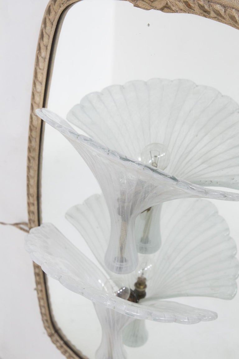 Venini Murano Glass Mirrors with Sconces For Sale at 1stDibs