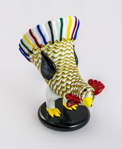 Venini Murano Glass Multi-Color Cock Sculpture 1994