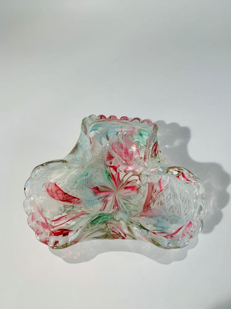 Incredible VENINI Murano glass multicolor 1950 bowl.