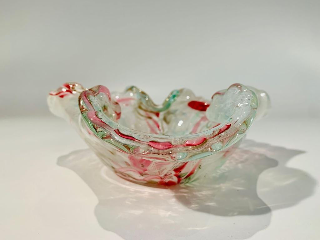 Mid-Century Modern Venini Murano glass multicolor 1950 bowl. For Sale