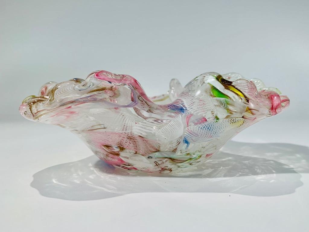 Italian Venini Murano glass multicolor 1950 bowl. For Sale
