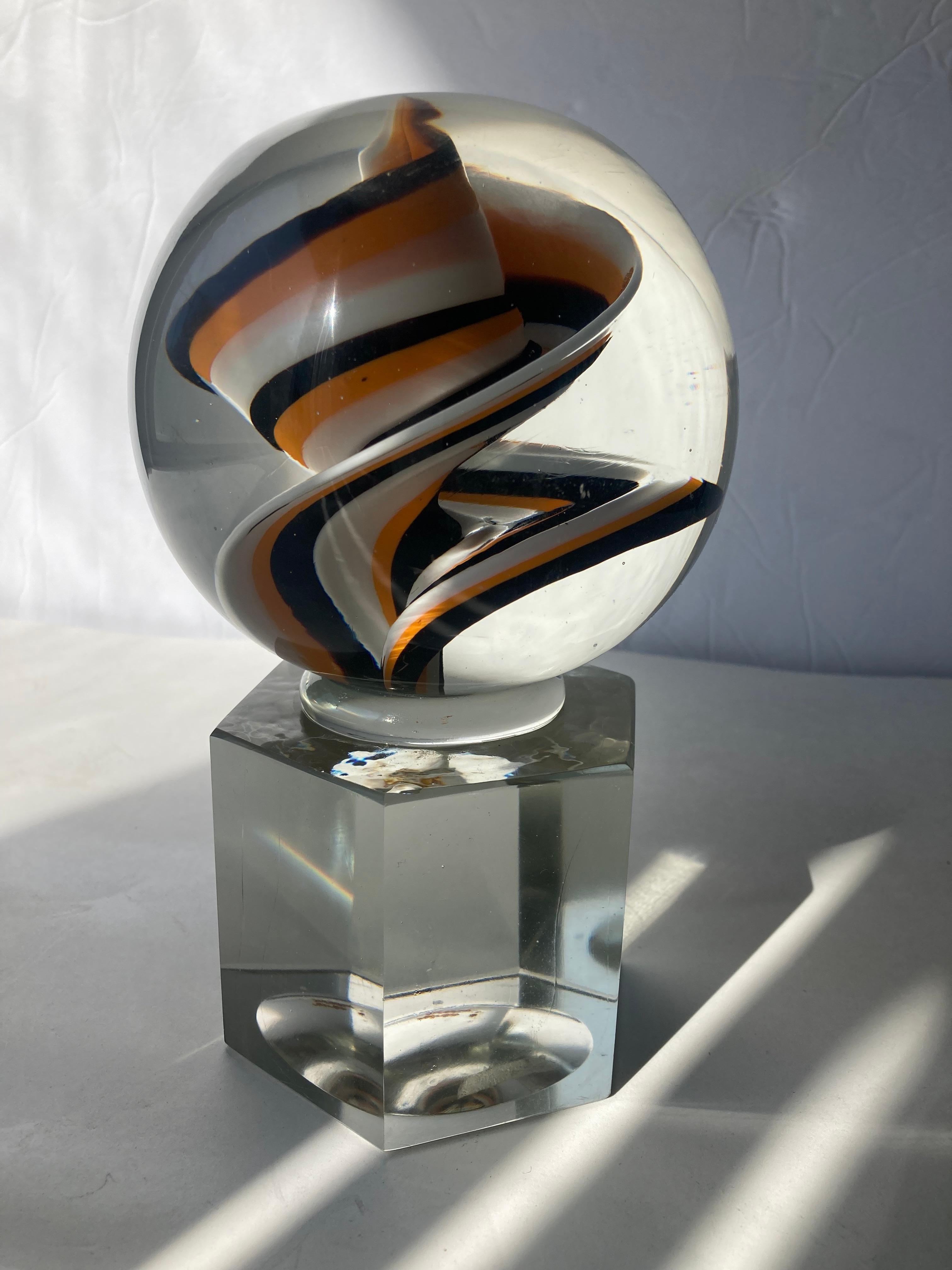 Hand-Crafted Venini, Murano Glass Paperweight / Abstract Sculpture, Signed For Sale