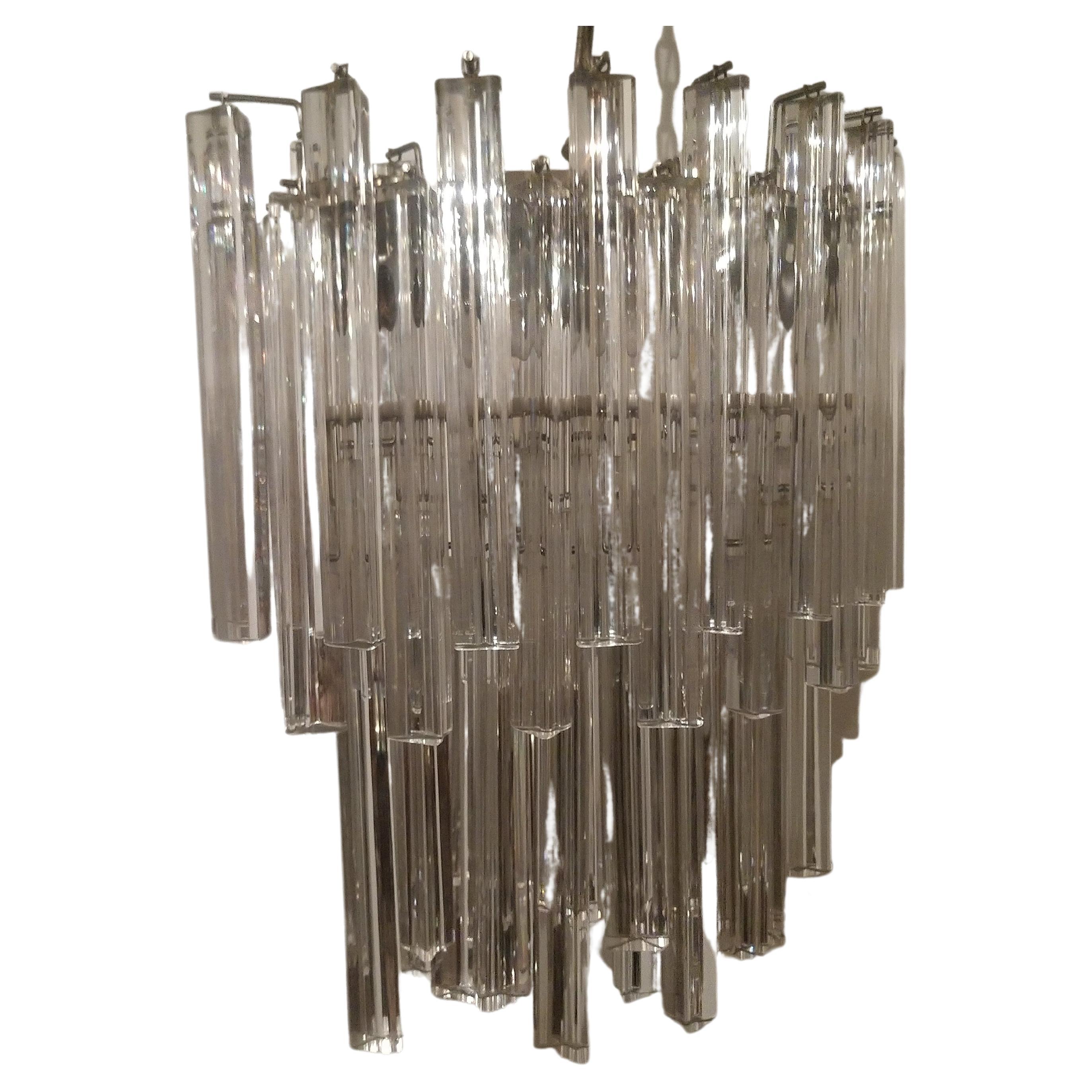 Mid Century Modern Venini Murano Glass Prism Chandelier