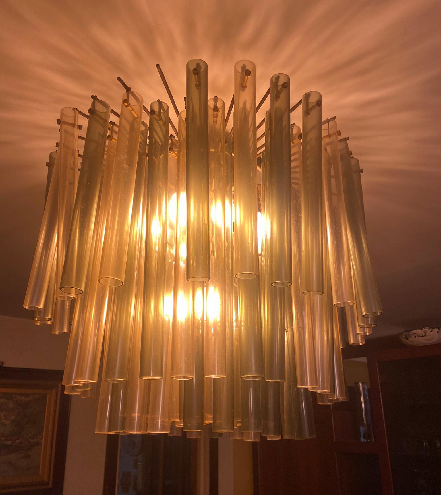 Italian Venini Murano Glass Smooth Tubes Chandelier, Italy 1960s For Sale