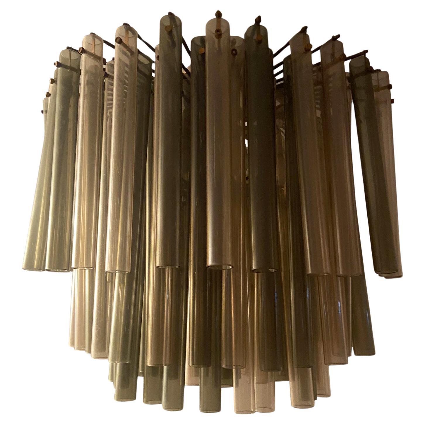 Venini Murano Glass Smooth Tubes Chandelier, Italy 1960s