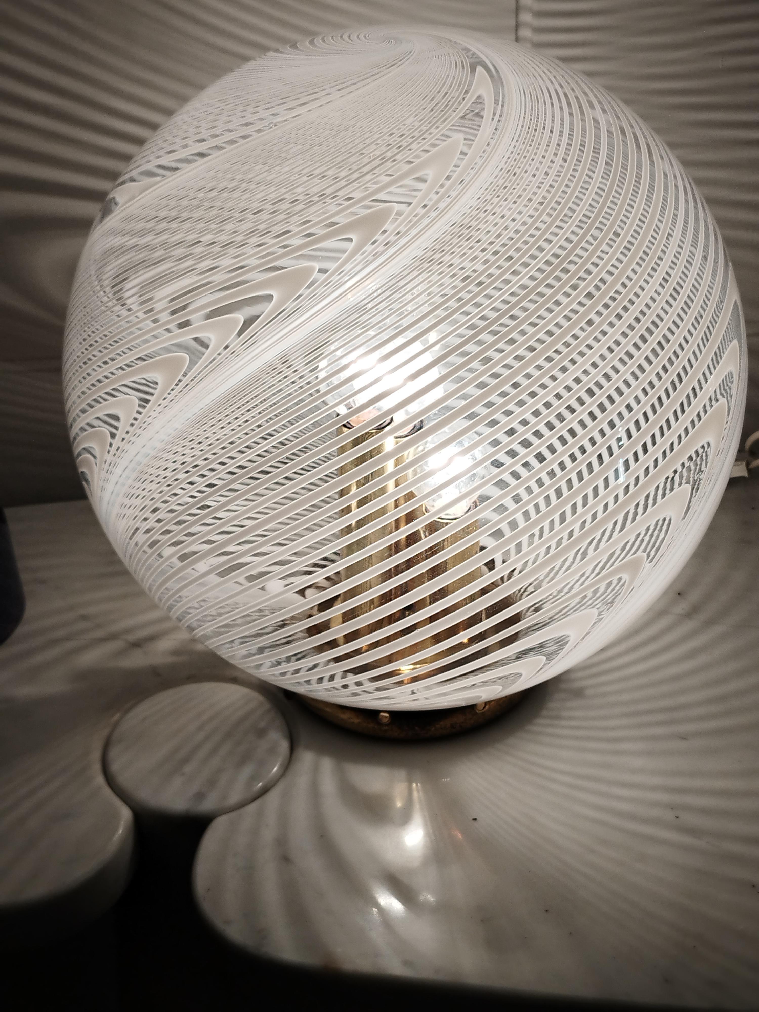 Italian Venini Murano Glass Sphere Table Lamp, Italy 1970s