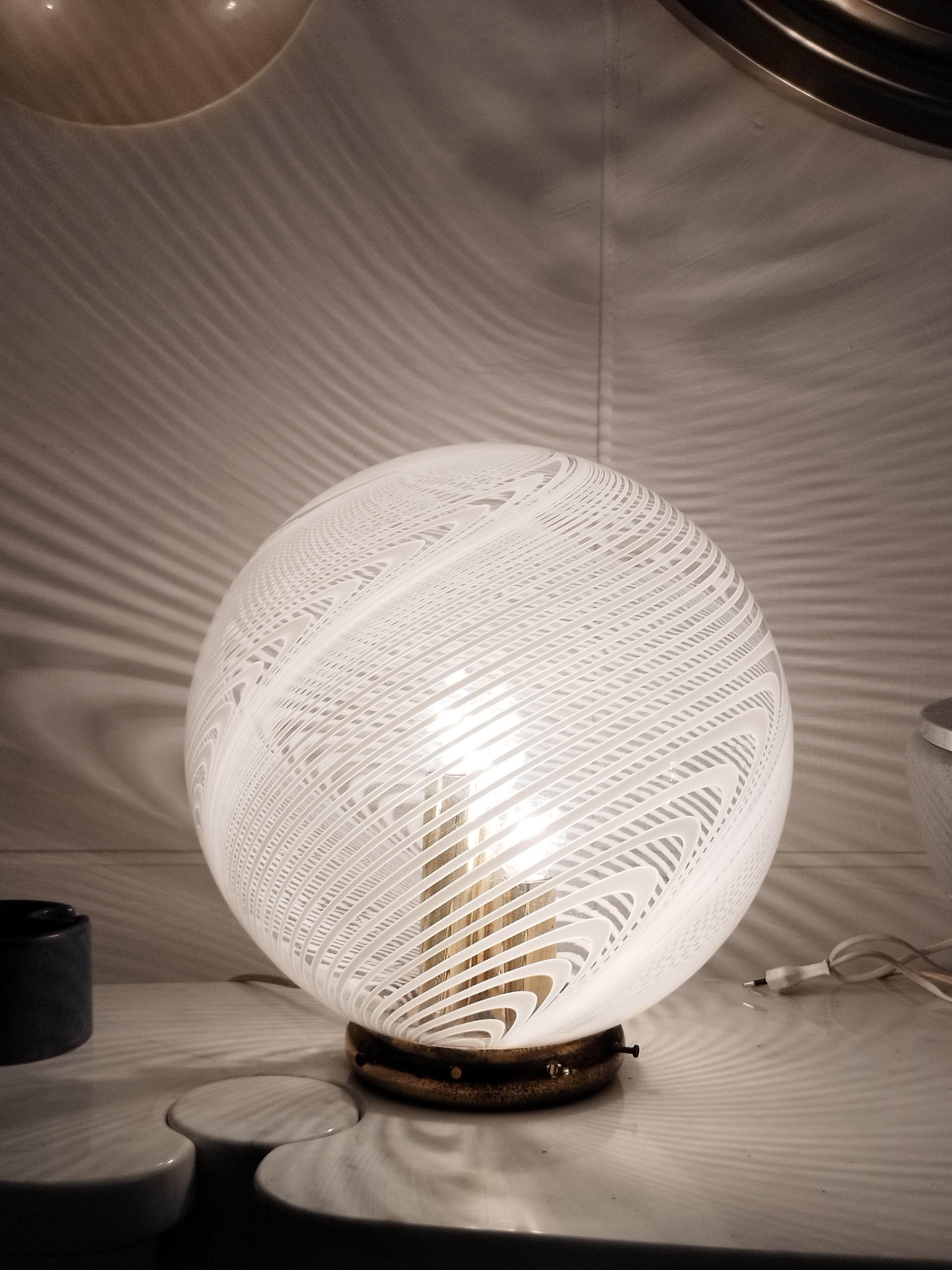 Late 20th Century Venini Murano Glass Sphere Table Lamp, Italy 1970s