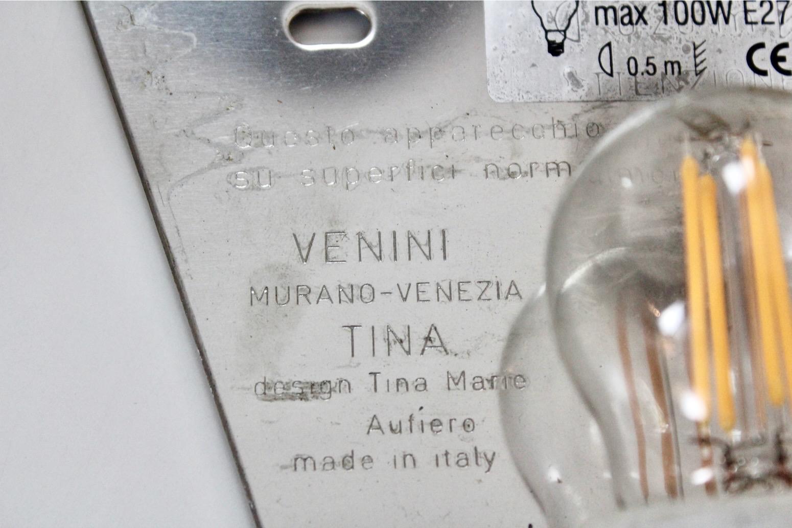 Stainless Steel Venini Murano Glass ‘Swan’ Wall Sconce by Tina Aufiero, Stock of 5 For Sale